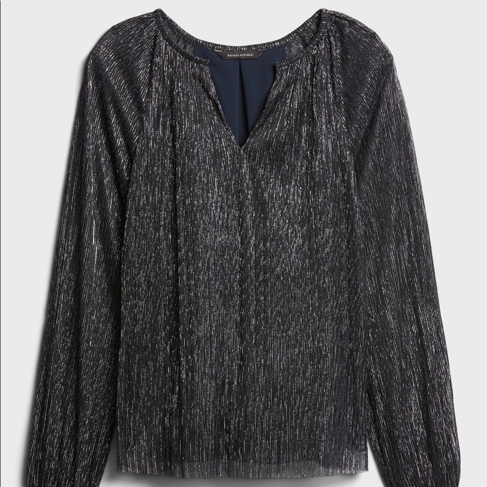 NWOT Banana Republic Metallic Balloon-Sleeve Top
